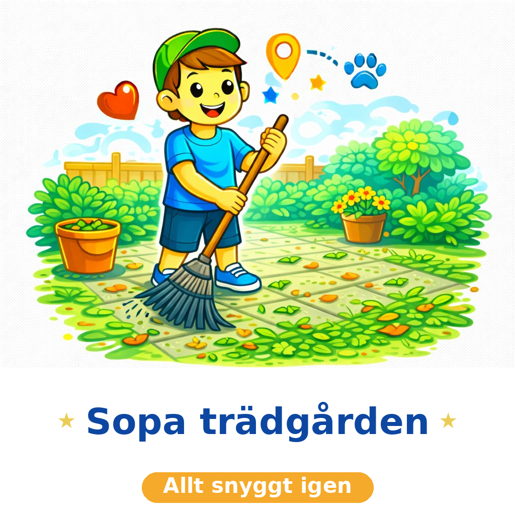 Trädgård sopning